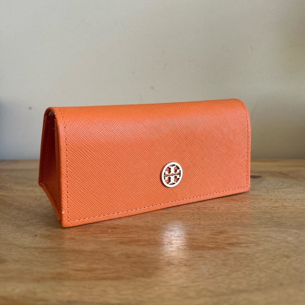 Tory Burch Orange Leather Glasses Case